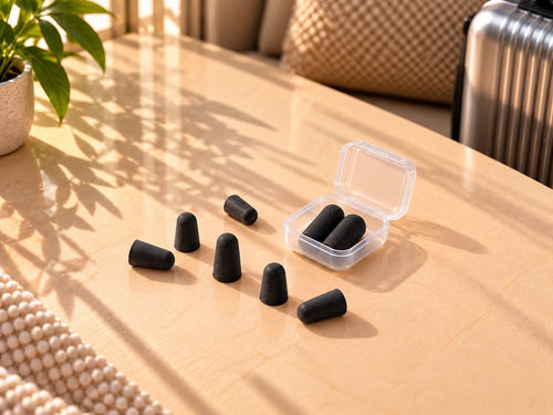 Bouchons d’oreilles noirs avec étui de rangement