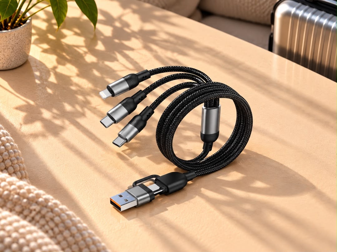 Câble de charge multi-embouts USB, Lightning et USB-C